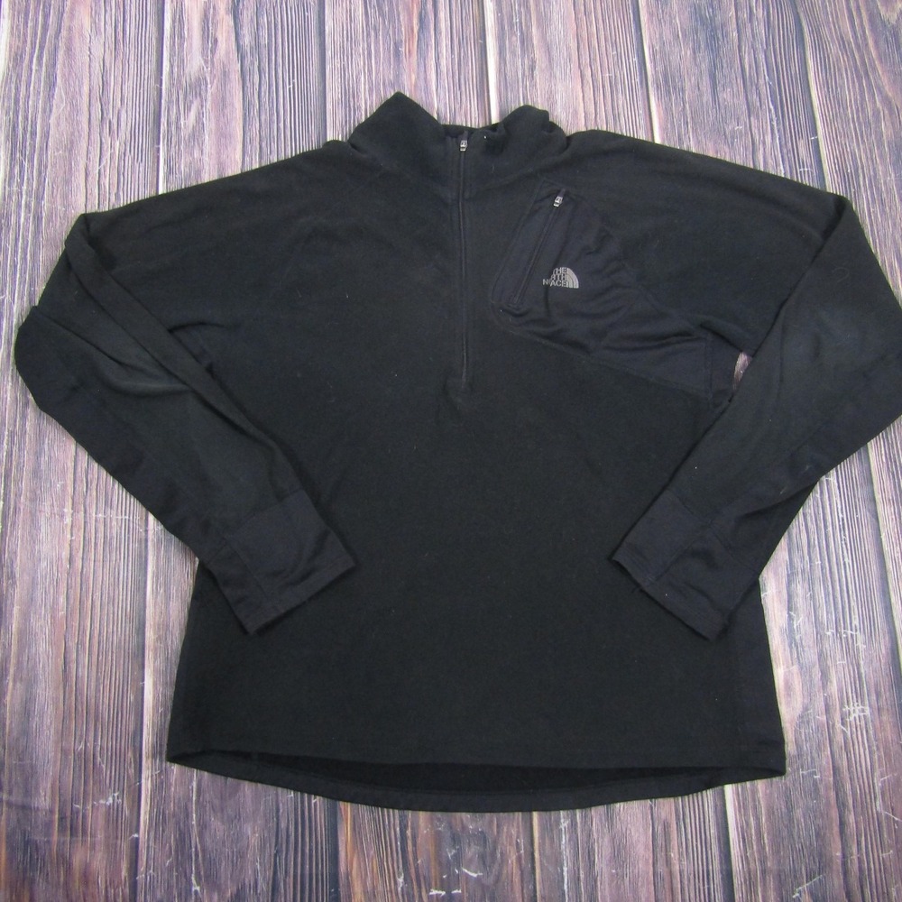The North Face Pullover Mens Medium Black‎ Fleece 1/4 Zip Hiking Walking Top